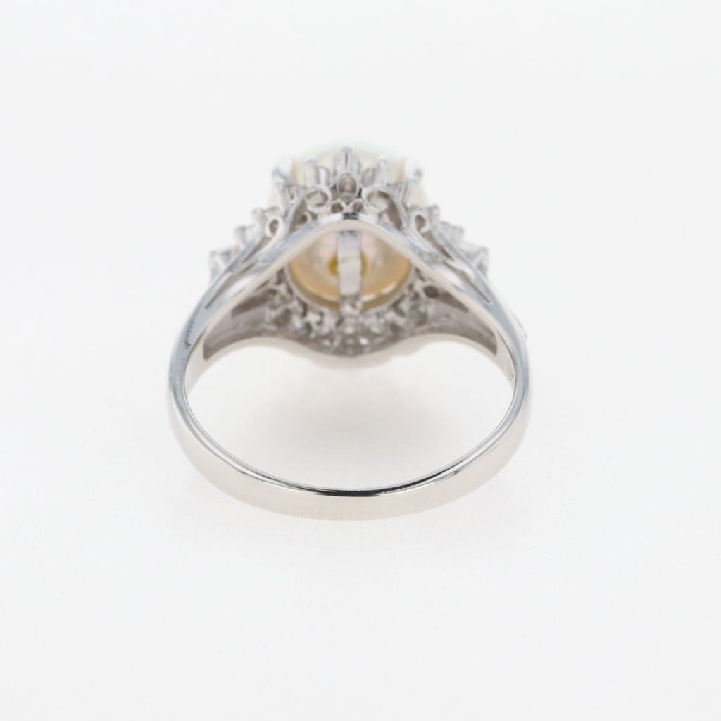 パール デザインリング プラチナ 指輪 メレダイヤ 真珠 リング 9号 Pt900 パール ダイヤモンド レディース 【中古】nbjwl