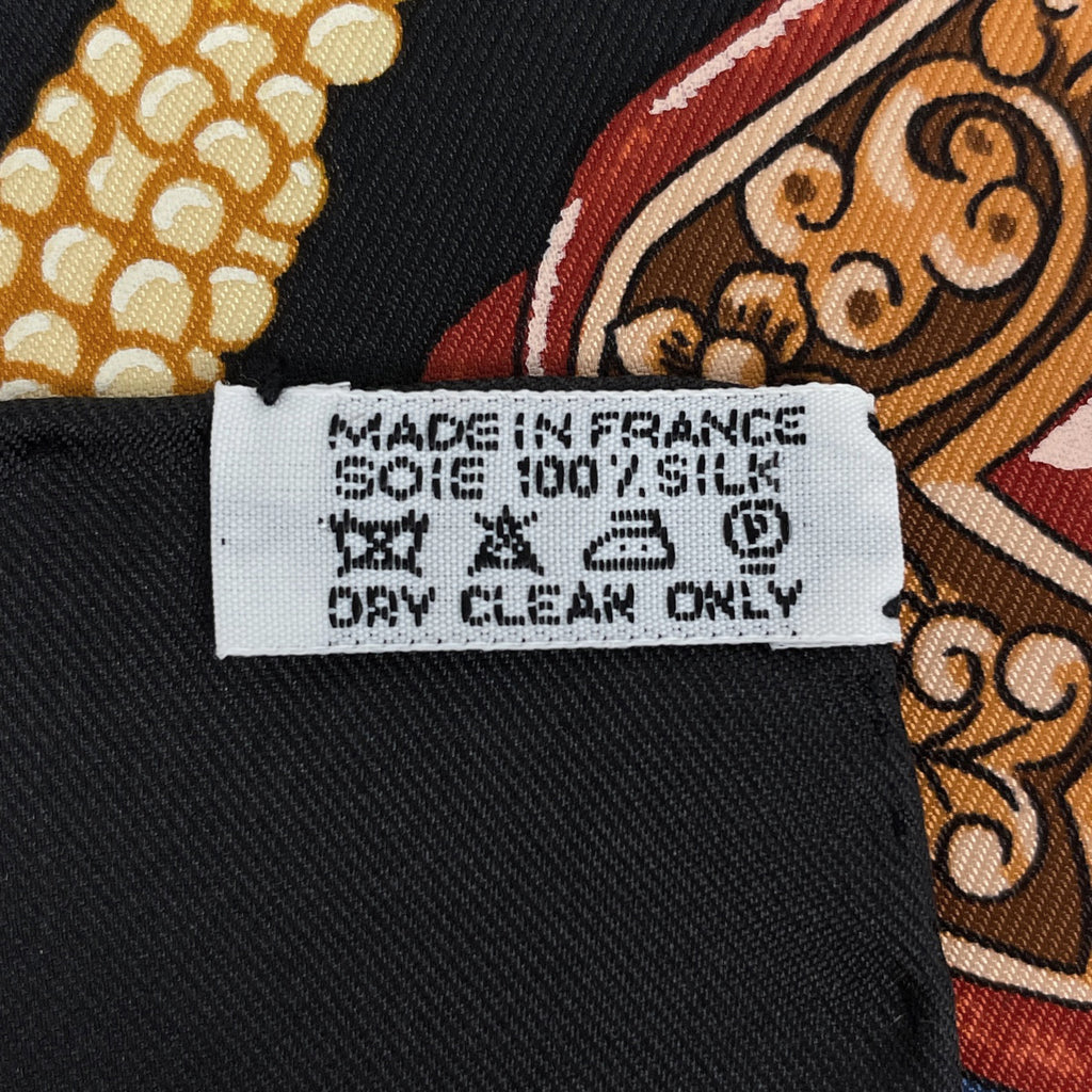 エルメス カレ 90 TIBET チベット スカーフ シルク ブラック マルチカラー レディース 【中古】brbag