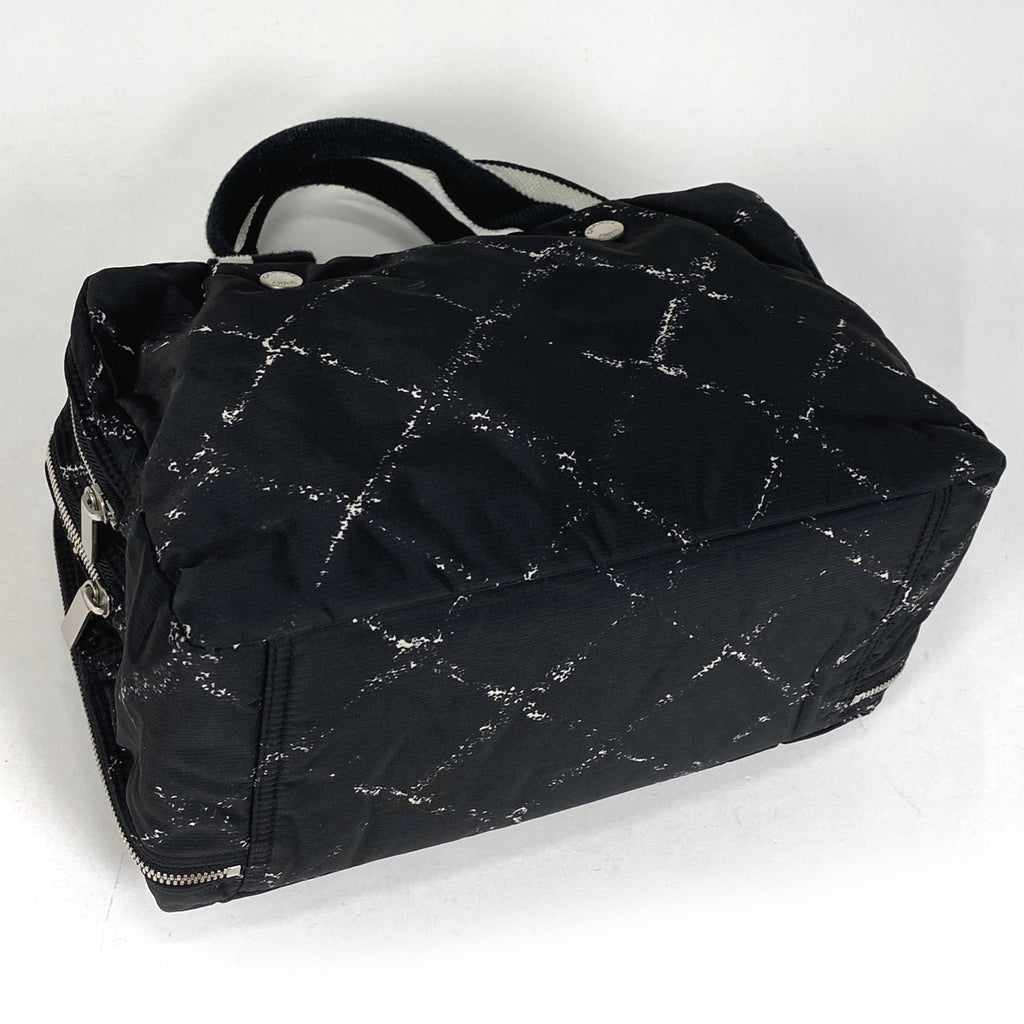 シャネル 旧トラベルライン ハンドバッグ 格子柄 トート ハンドバッグ ナイロン ブラック レディース 【中古】brbag