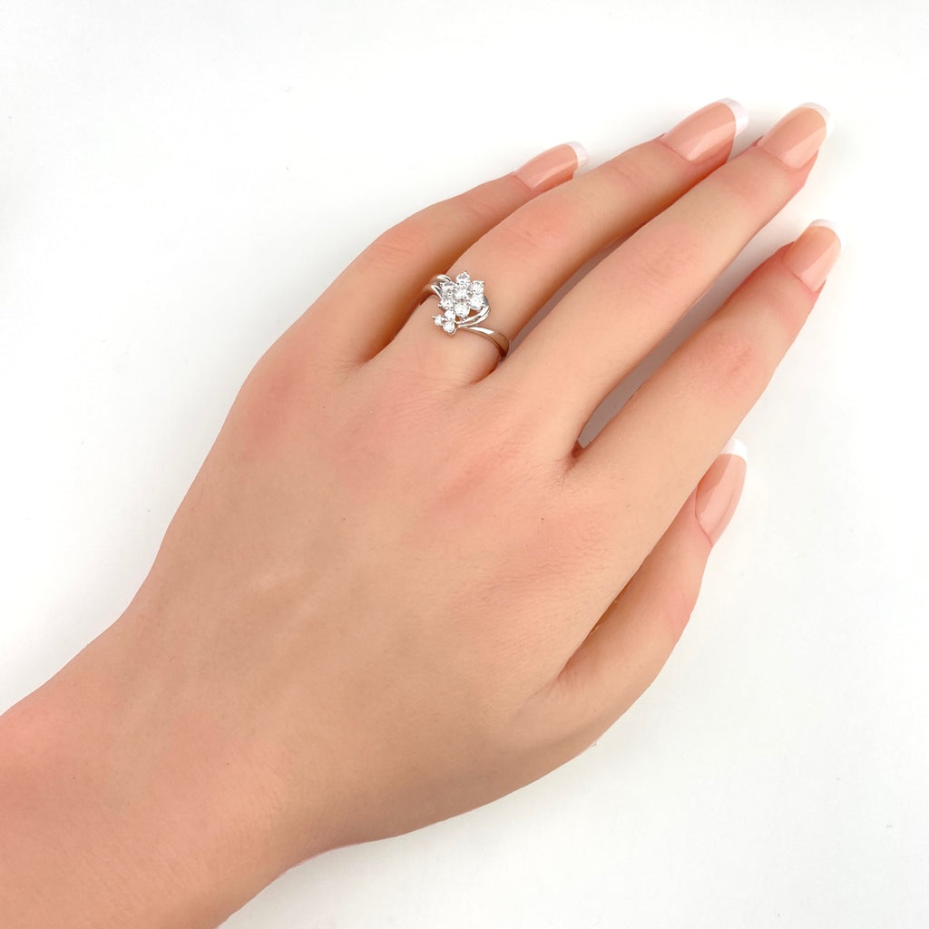 メレダイヤ デザインリング プラチナ 指輪 リング 9号 Pt900 ダイヤモンド レディース 【中古】nbjwl