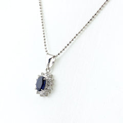 サファイア デザインネックレス プラチナ ペンダント メレダイヤ ダイヤモンド ネックレス Pt900 Pt850 サファイア レディース 【中古】nbjwl