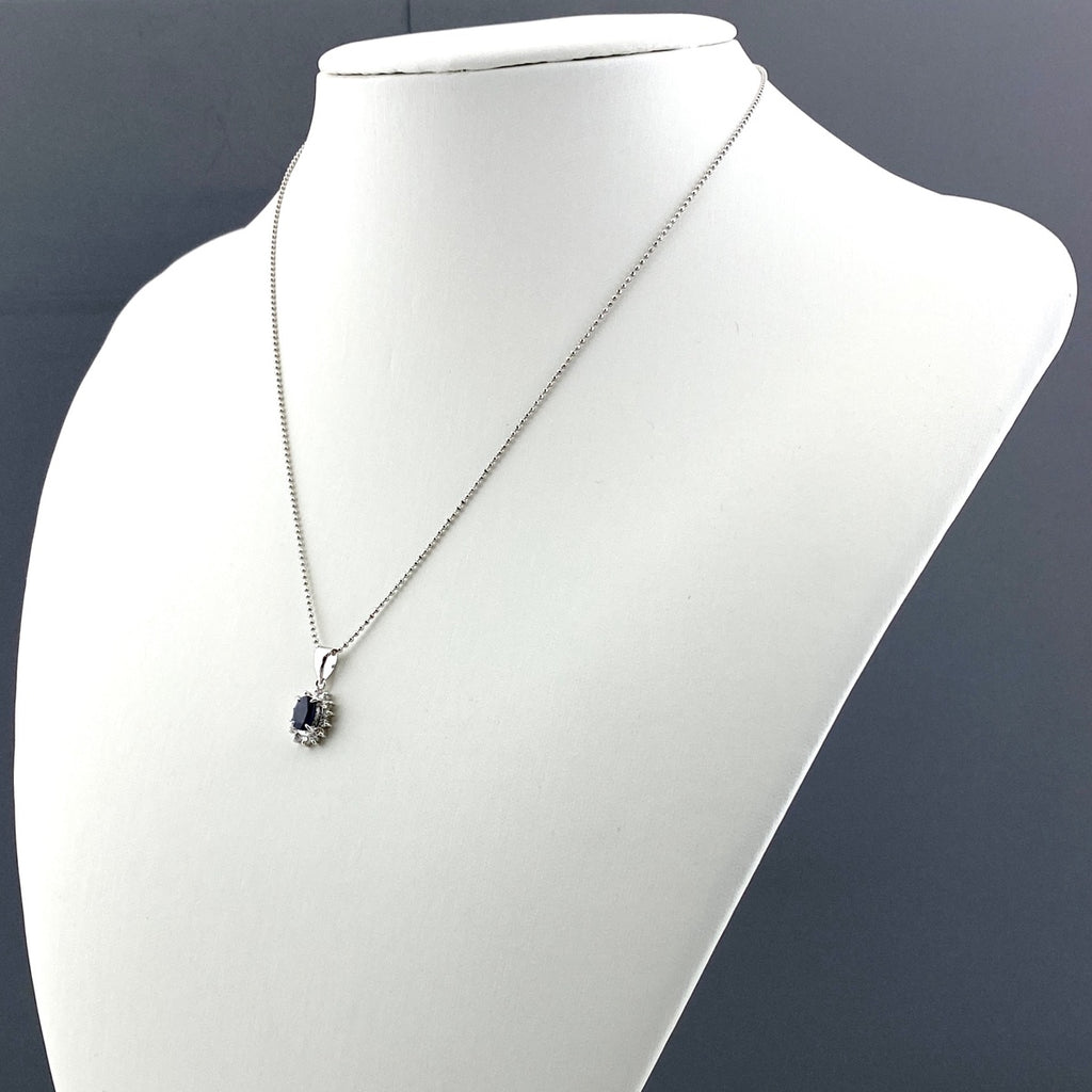 サファイア デザインネックレス プラチナ ペンダント メレダイヤ ダイヤモンド ネックレス Pt900 Pt850 サファイア レディース 【中古】nbjwl