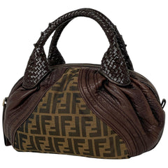 フェンディ ズッカ柄 ミニスパイバッグ 手提げ ハンドバッグ キャンバス ブラウン 8BL078 レディース 【中古】brbag