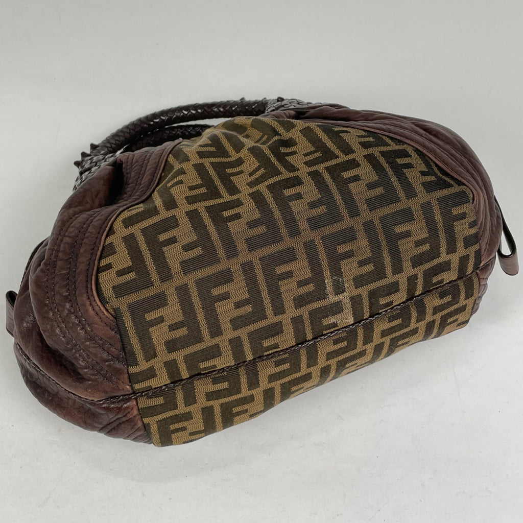 フェンディ ズッカ柄 ミニスパイバッグ 手提げ ハンドバッグ キャンバス ブラウン 8BL078 レディース 【中古】brbag