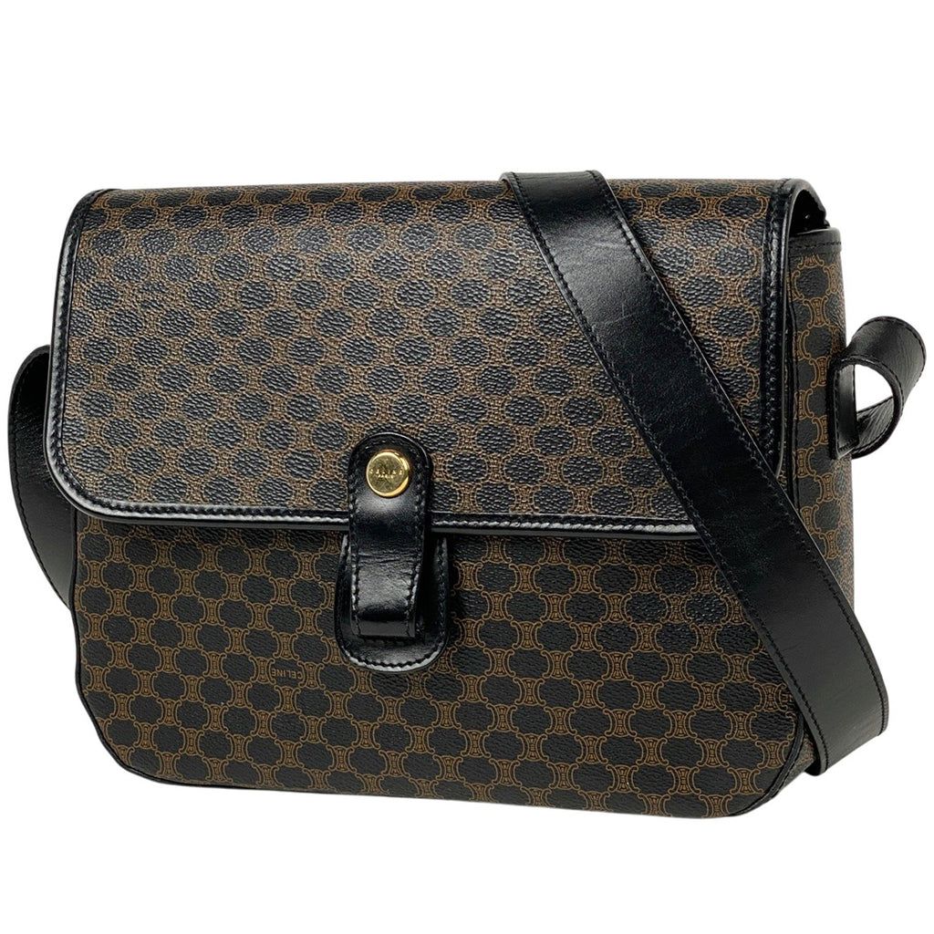 セリーヌ マカダム柄 ショルダーバッグ 斜め掛け ショルダーバッグ コーティングキャンバス ブラック レディース 【中古】brbag