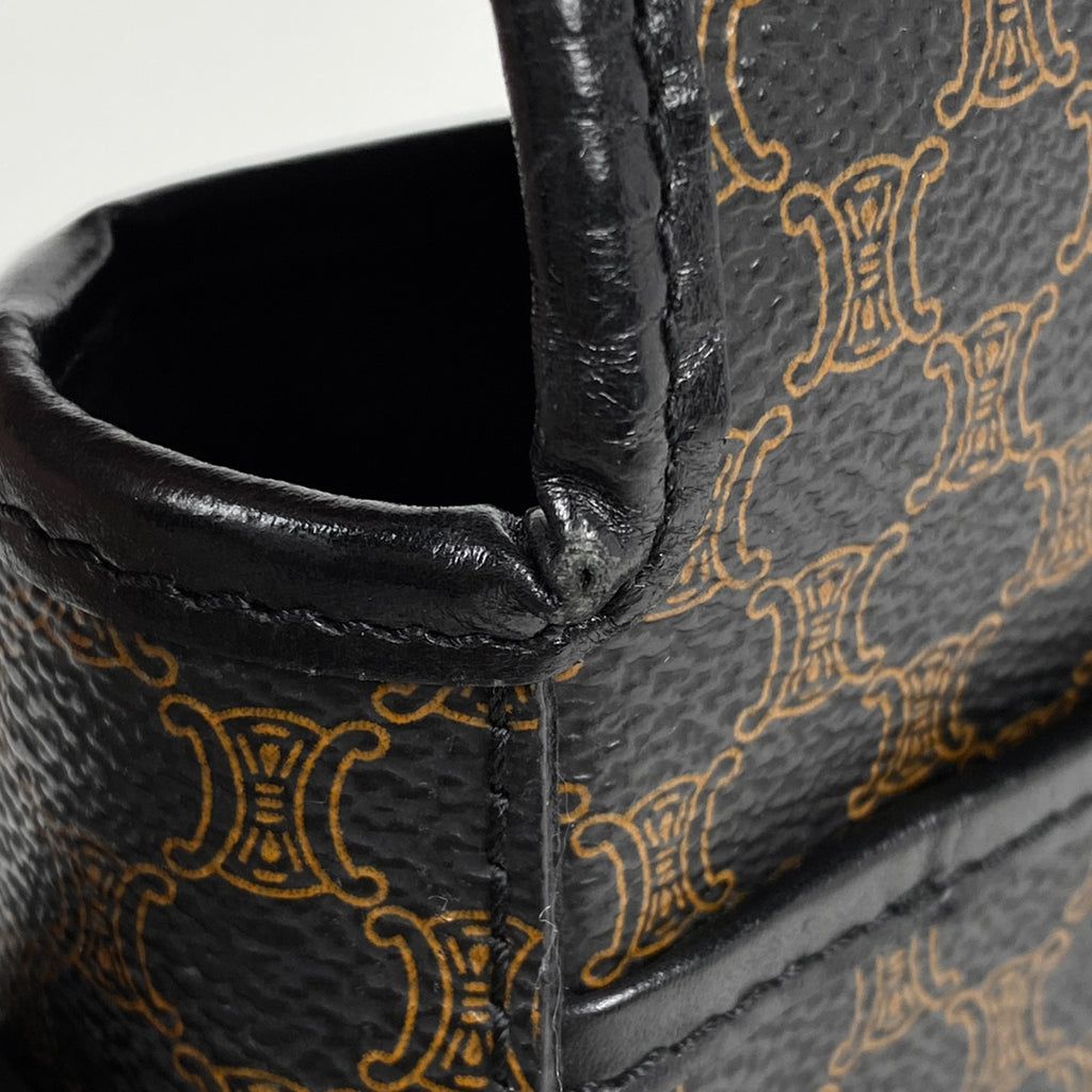 セリーヌ マカダム柄 ショルダーバッグ 斜め掛け ショルダーバッグ コーティングキャンバス ブラック レディース 【中古】brbag