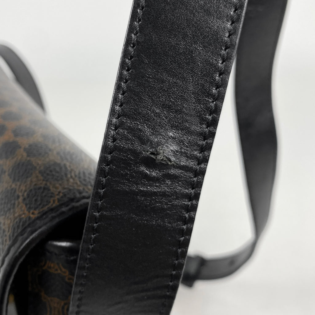 セリーヌ マカダム柄 ショルダーバッグ 斜め掛け ショルダーバッグ コーティングキャンバス ブラック レディース 【中古】brbag