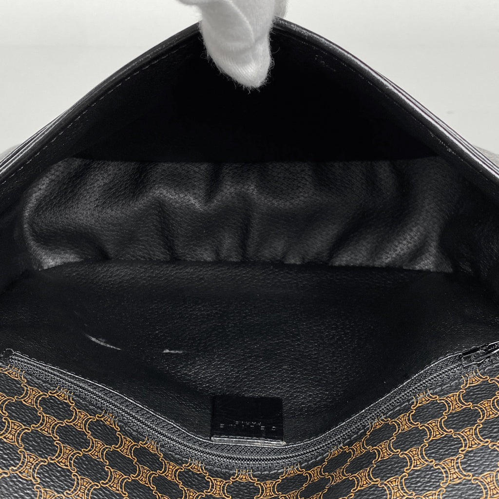 セリーヌ マカダム柄 ショルダーバッグ 斜め掛け ショルダーバッグ コーティングキャンバス ブラック レディース 【中古】brbag