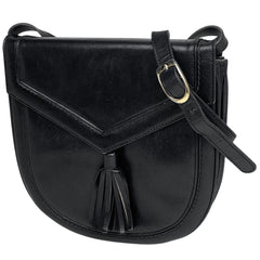 イヴ・サンローラン フリンジ ショルダーバッグ 肩掛け ショルダーバッグ レザー ブラック レディース 【中古】brbag