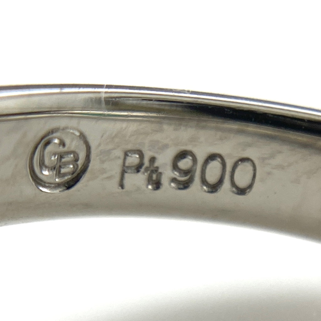 エメラルド デザインリング プラチナ 指輪 メレダイヤ リング 14.5号 Pt900 エメラルド ダイヤモンド レディース 【中古】nbjwl