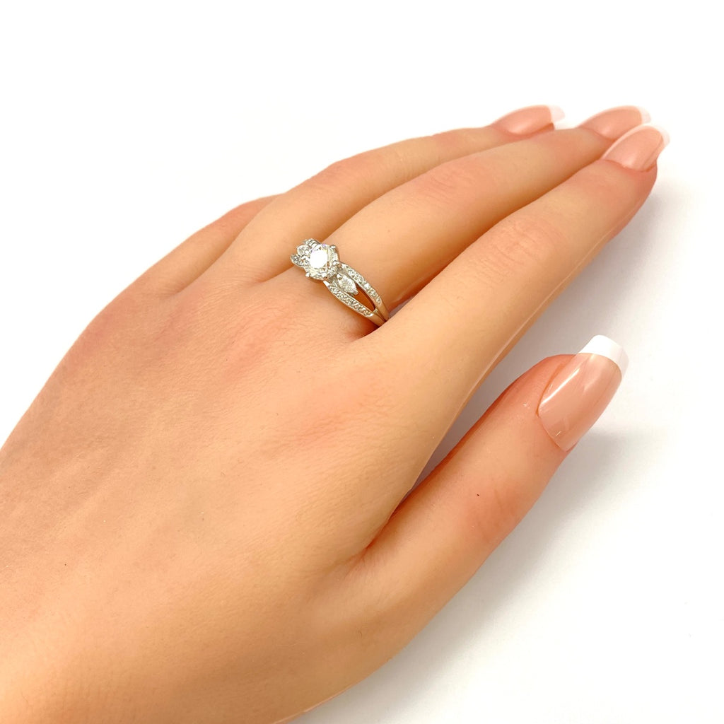 メレダイヤ デザインリング プラチナ 指輪 リング 16号 Pt900 ダイヤモンド レディース 【中古】nbjwl