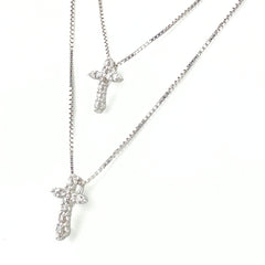 クロスモチーフ デザインネックレス プラチナ メレダイヤ 十字架 ネックレス Pt900 Pt850 ダイヤモンド レディース 【中古】nbjwl
