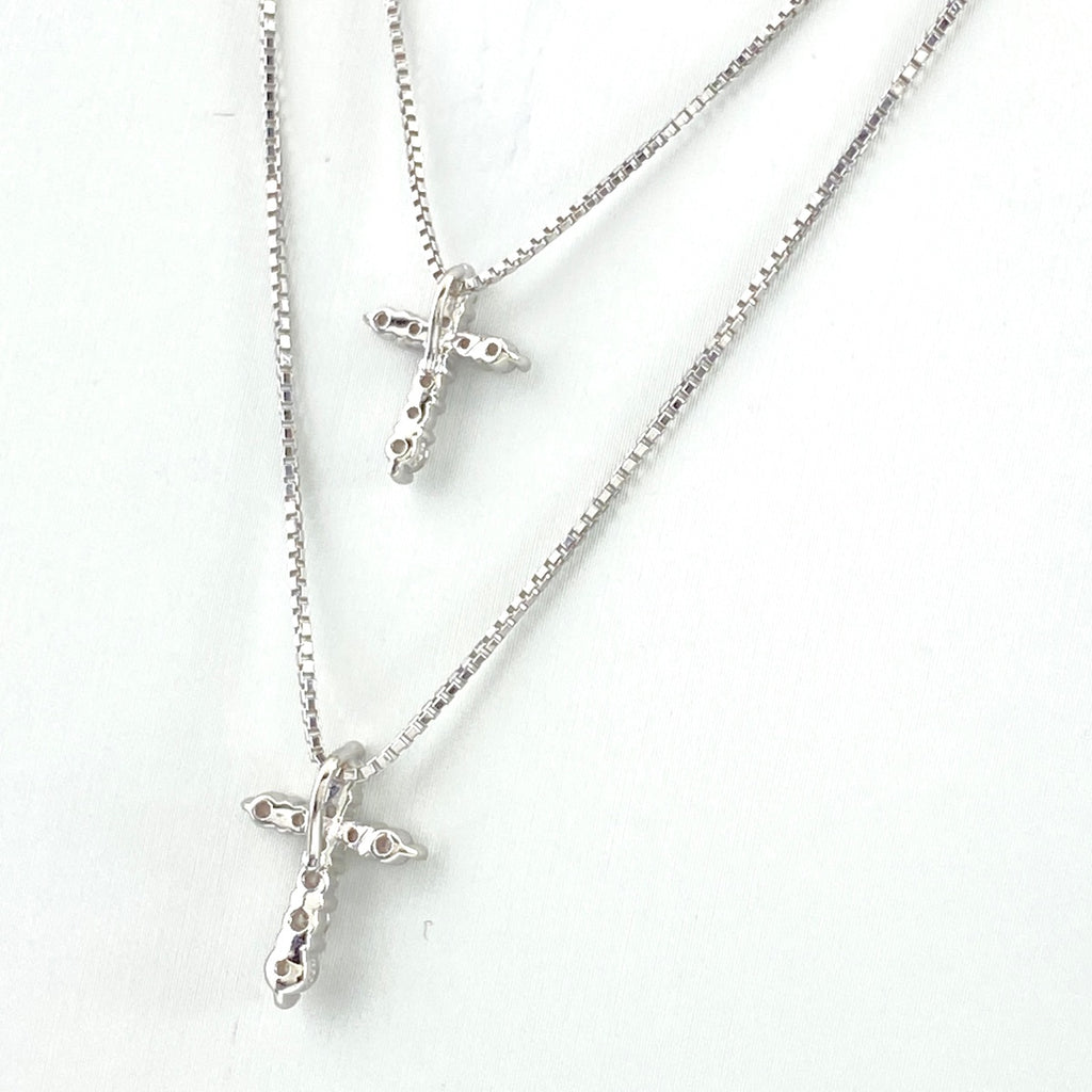 クロスモチーフ デザインネックレス プラチナ メレダイヤ 十字架 ネックレス Pt900 Pt850 ダイヤモンド レディース 【中古】nbjwl