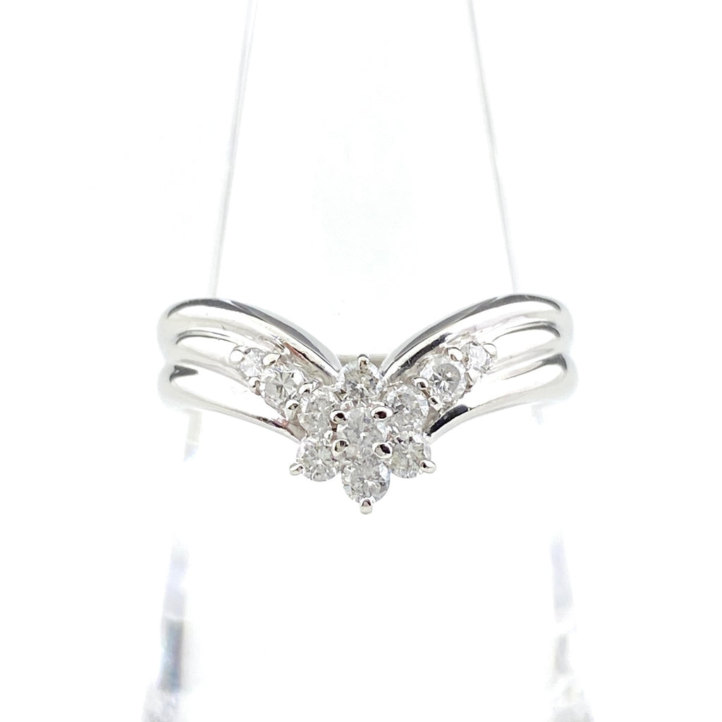 メレダイヤ デザインリング プラチナ 指輪 リング 13号 Pt900 ダイヤモンド レディース 【中古】nbjwl