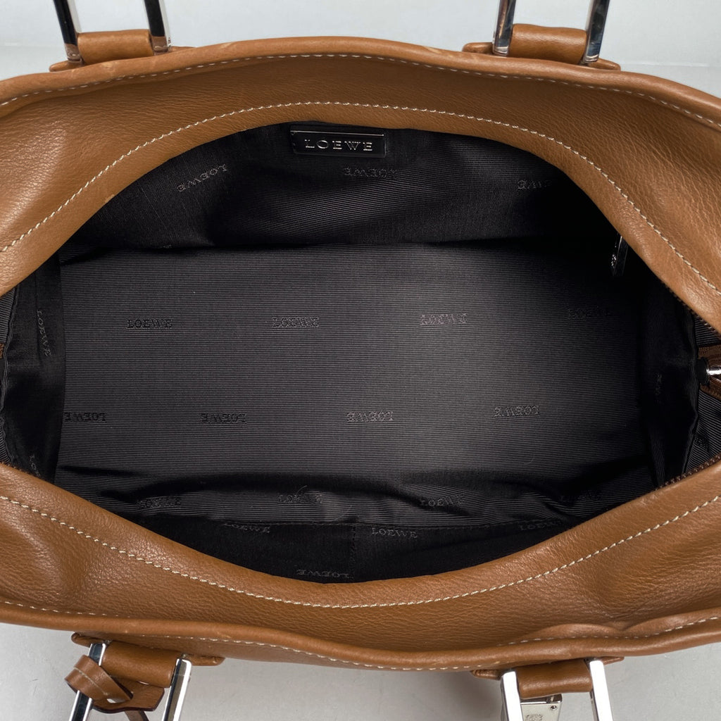 ロエベ アマソナ 28 アナグラム ロゴ ハンドバッグ レザー ブラウン レディース 【中古】 brbag
