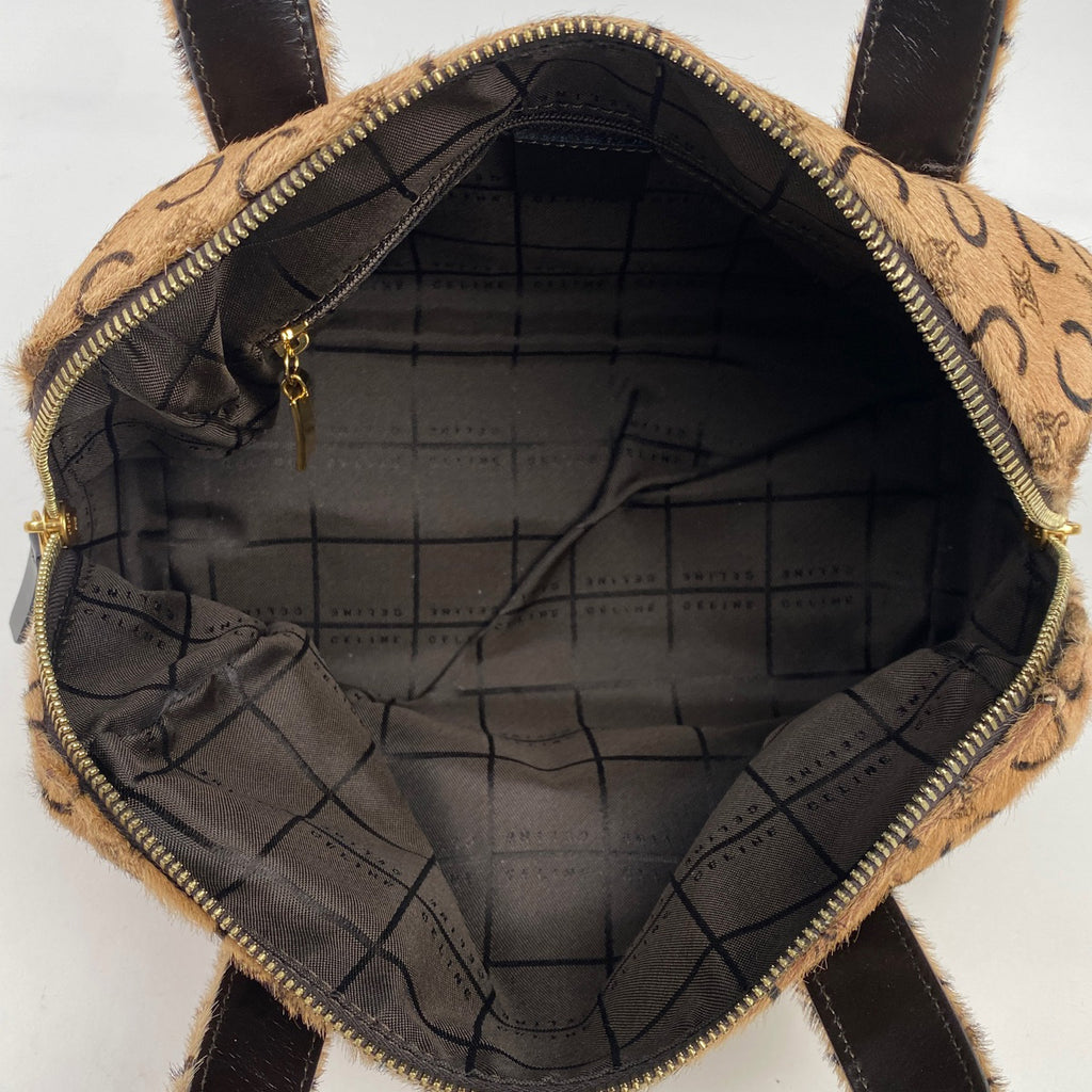 セリーヌ Cマカダム柄 トートバッグ ハンドバッグ トートバッグ ハラコ ブラウン レディース 【中古】 brbag