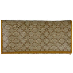 セリーヌ マカダム柄 二つ折り長財布 長財布 コーティングキャンバス ベージュ レディース 【中古】 brbag