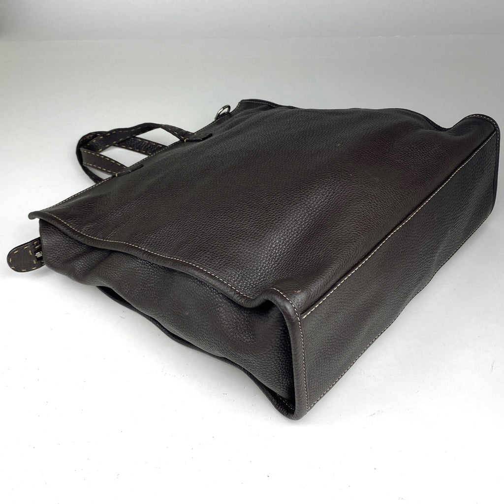 フェンディ セレリア トートバッグ 2WAY ショルダーバッグ ロゴ トートバッグ レザー ダークブラウン 7VA269 レディース 【中古】brbag