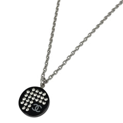 シャネル ココマーク ラインストーン ネックレス ラウンド ネックレス シルバーメッキ シルバー ブラック レディース 【中古】bracc