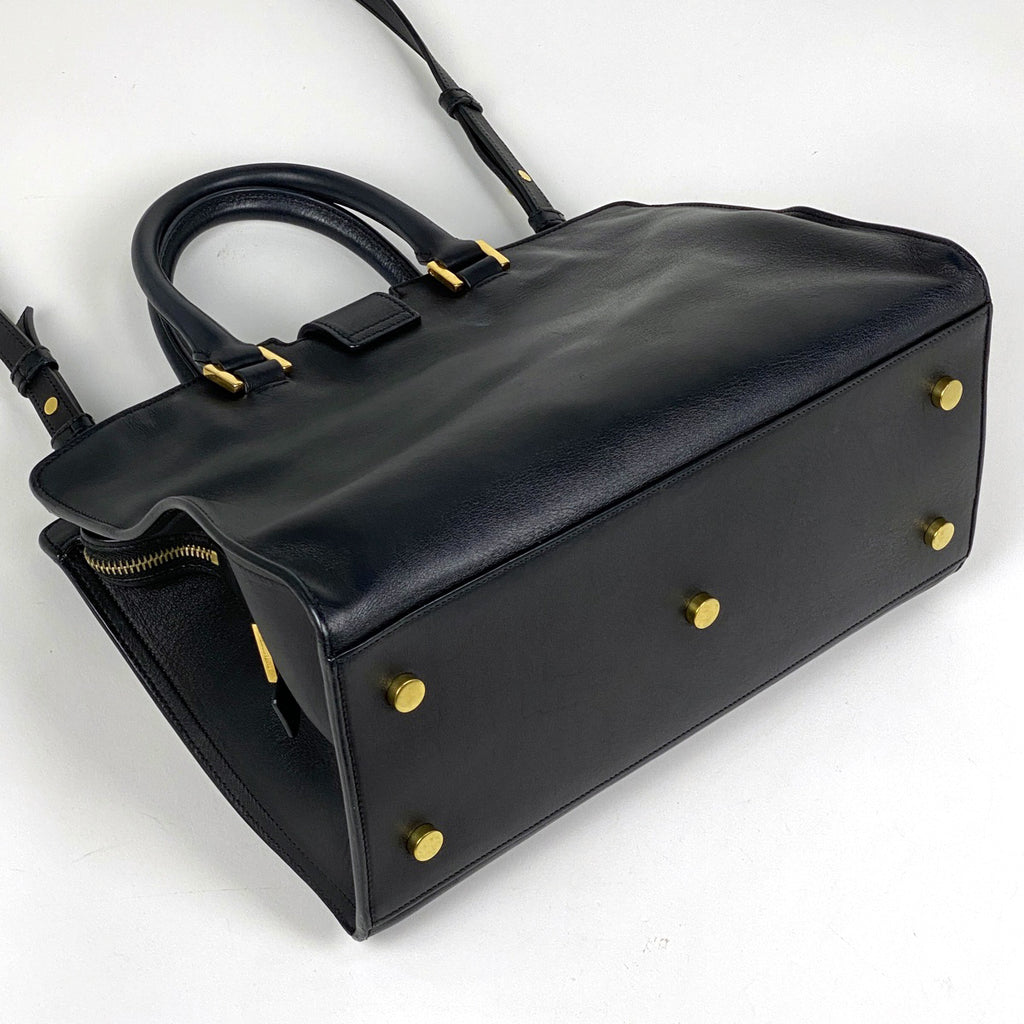 イヴ・サンローラン カバスバッグ スモール 2WAY ショルダーバッグ ハンドバッグ トートバッグ レザー ブラック 394461 レディース 【中古】brbag