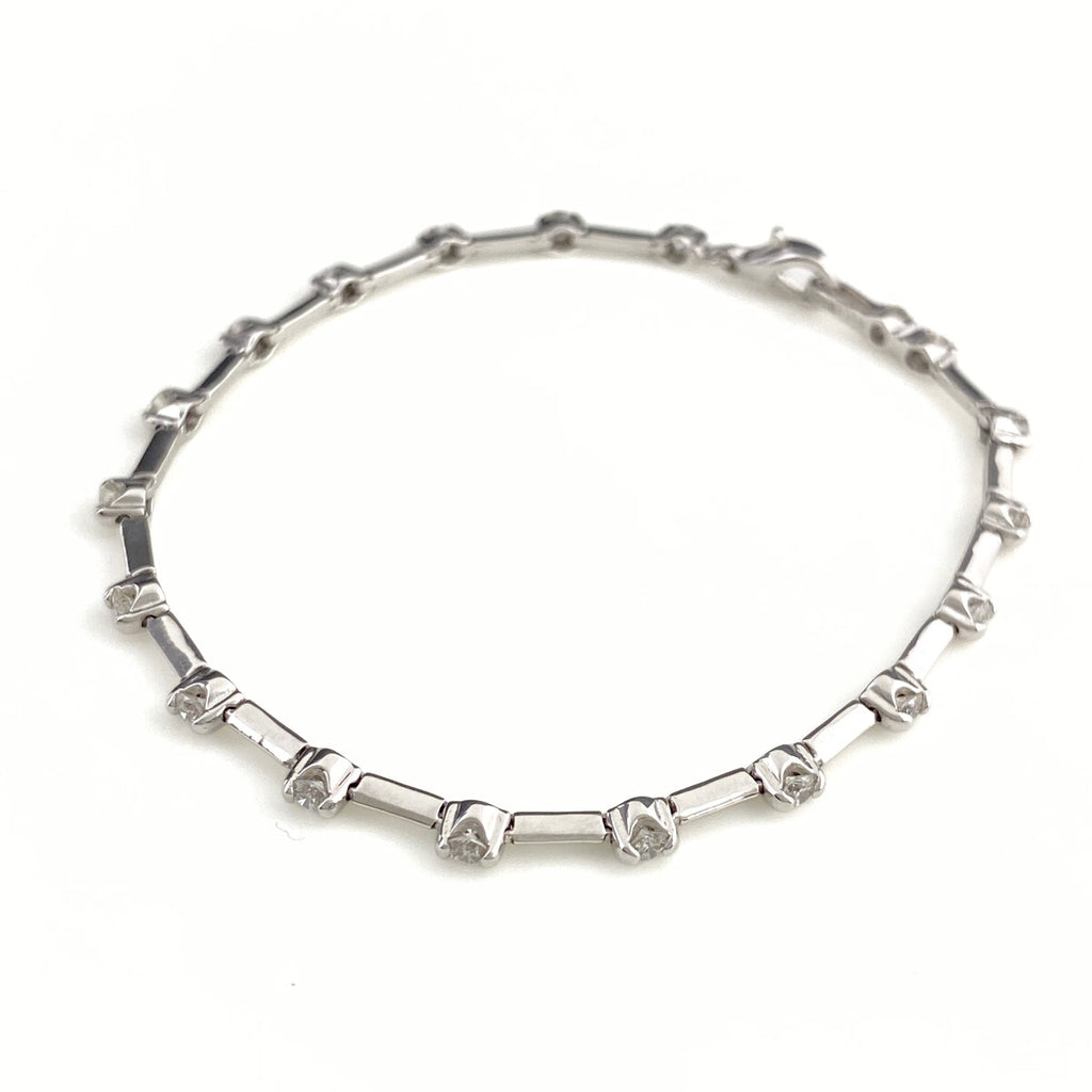 メレダイヤ デザインブレスレット WG ホワイトゴールド 腕輪 ブレスレット K18 WG ダイヤモンド レディース 【中古】nbjwl