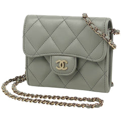 シャネル ココマーク チェーン ウォレット マトラッセ ショルダーバッグ レザー グレー A81465 レディース 【中古】brbag