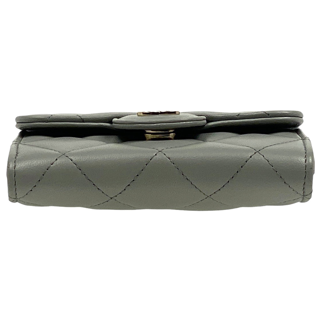 シャネル ココマーク チェーン ウォレット マトラッセ ショルダーバッグ レザー グレー A81465 レディース 【中古】brbag