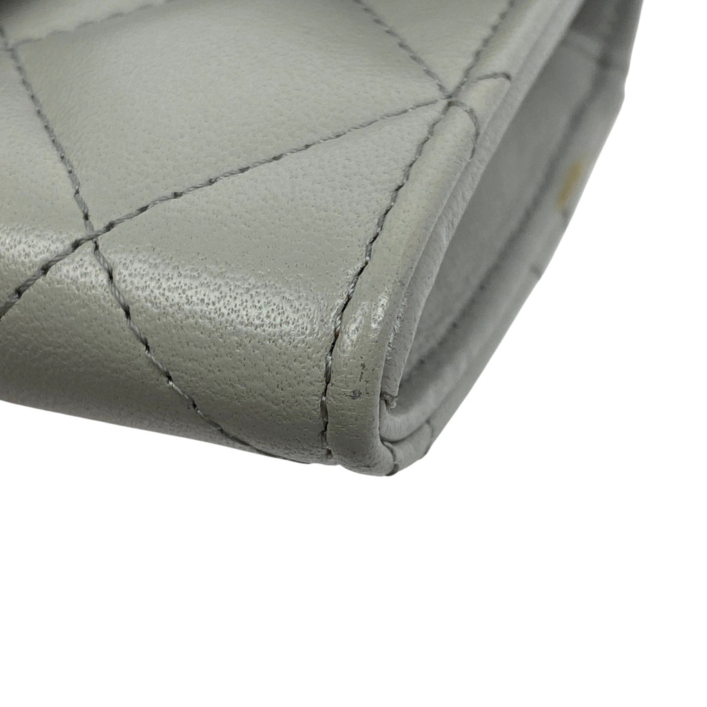 シャネル ココマーク チェーン ウォレット マトラッセ ショルダーバッグ レザー グレー A81465 レディース 【中古】brbag