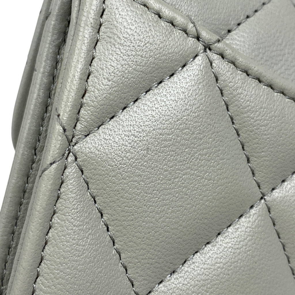 シャネル ココマーク チェーン ウォレット マトラッセ ショルダーバッグ レザー グレー A81465 レディース 【中古】brbag
