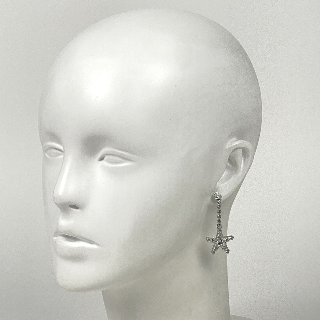 スワロフスキー クリスタル スターモチーフ ピアス ジルコニア スイング ピアス メタル シルバー レディース 【中古】bracc