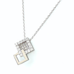 メレダイヤ デザインネックレス WG ホワイトゴールド ペンダント ネックレス K18 WG ダイヤモンド レディース 【中古】nbjwl