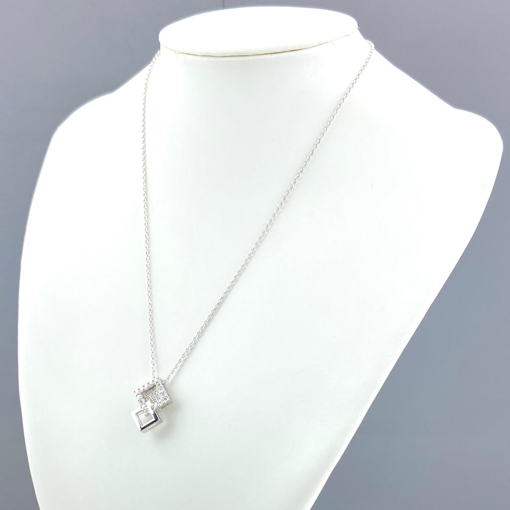 メレダイヤ デザインネックレス WG ホワイトゴールド ペンダント ネックレス K18 WG ダイヤモンド レディース 【中古】nbjwl