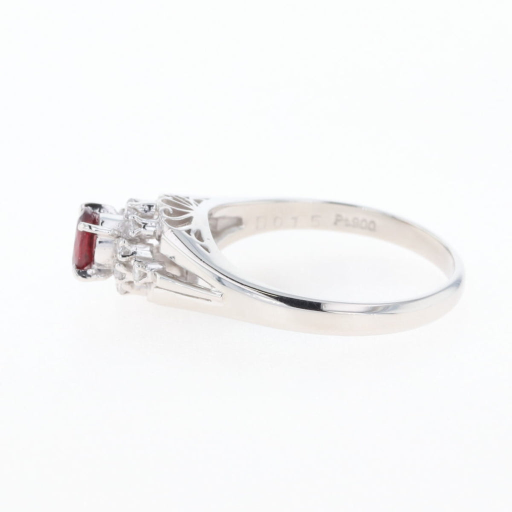 ルビー デザインリング プラチナ 指輪 メレダイヤ リング 12号 Pt900 ルビー ダイヤモンド レディース 【中古】nbjwl