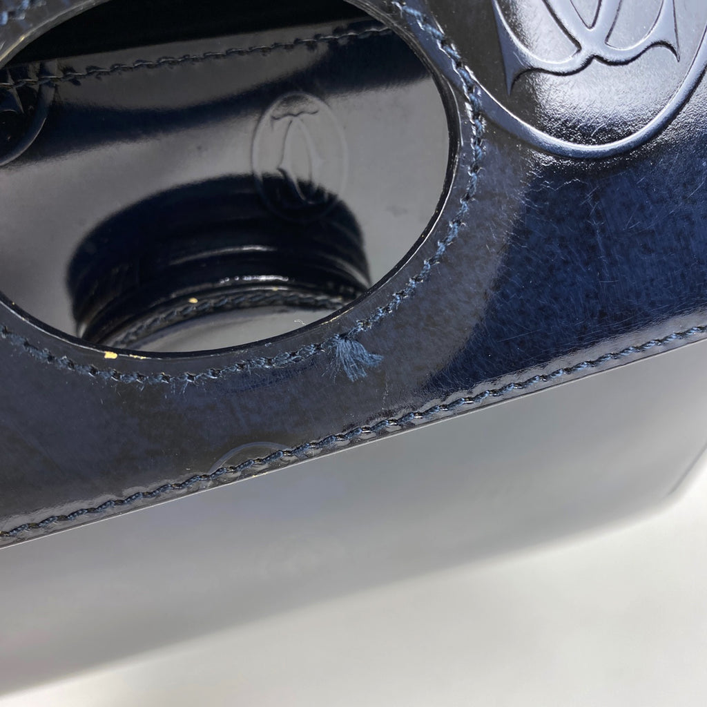 カルティエ ハッピーバースデー ハンドバッグ ターンロック ハンドバッグ パテントレザー ネイビー レディース 【中古】 brbag