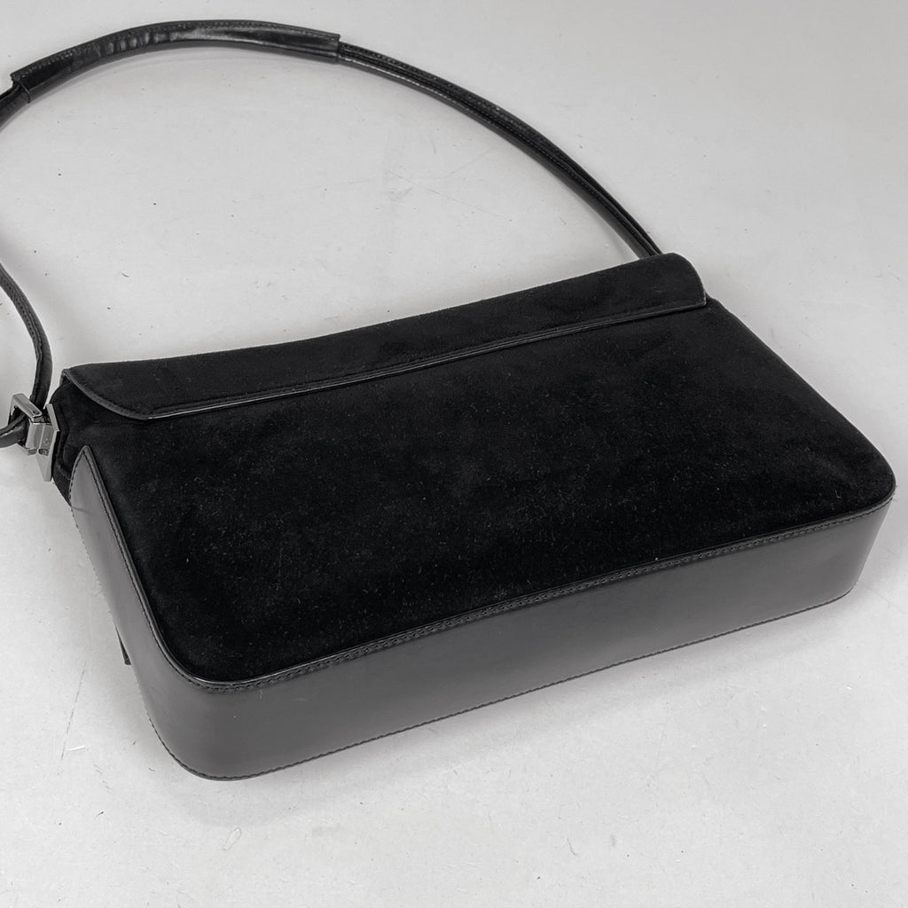 グッチ ロゴ ショルダーバッグ ワンショルダー ショルダーバッグ スエード ブラック 0013772 レディース 【中古】brbag