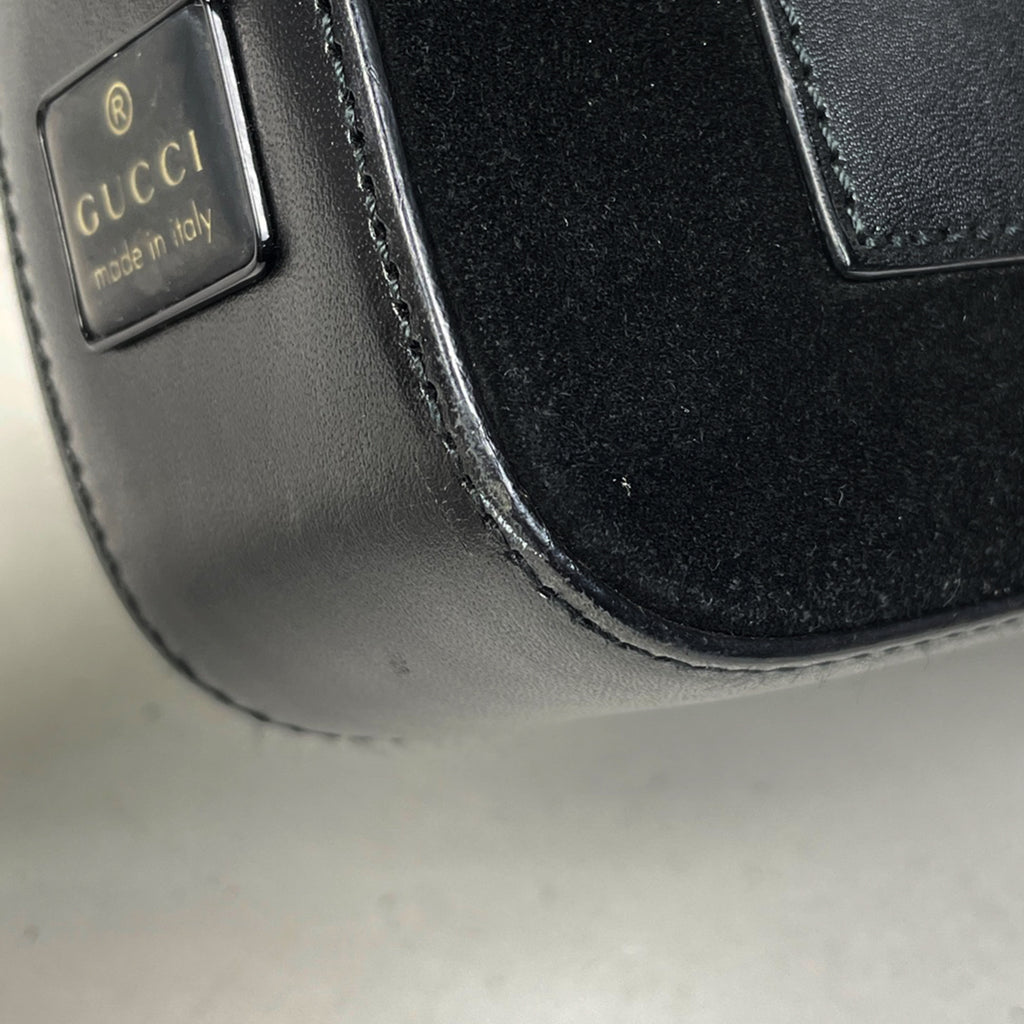 グッチ ロゴ ショルダーバッグ ワンショルダー ショルダーバッグ スエード ブラック 0013772 レディース 【中古】brbag