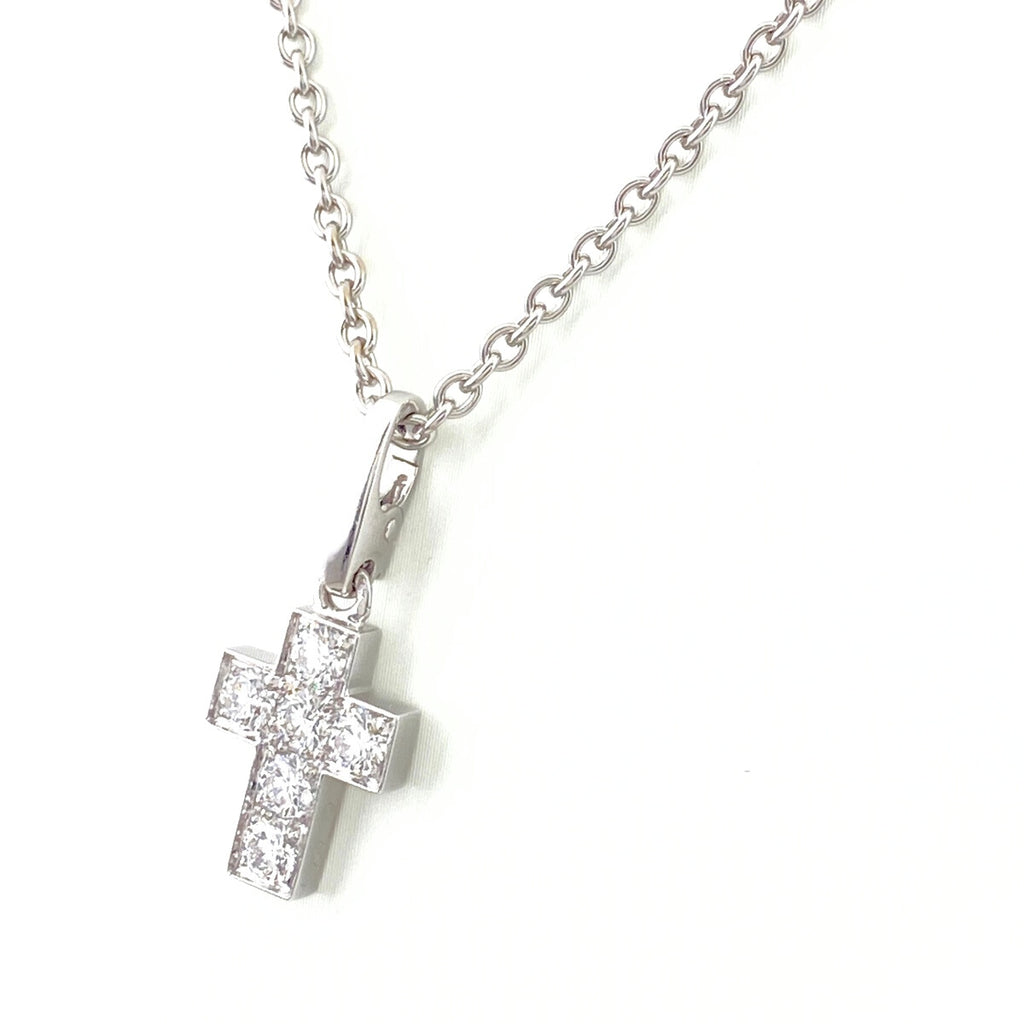 カルティエ クロス ネックレス ペンダント メレダイヤ 十字架 チャーム ネックレス 750 ダイヤモンド レディース 【中古】brjwl