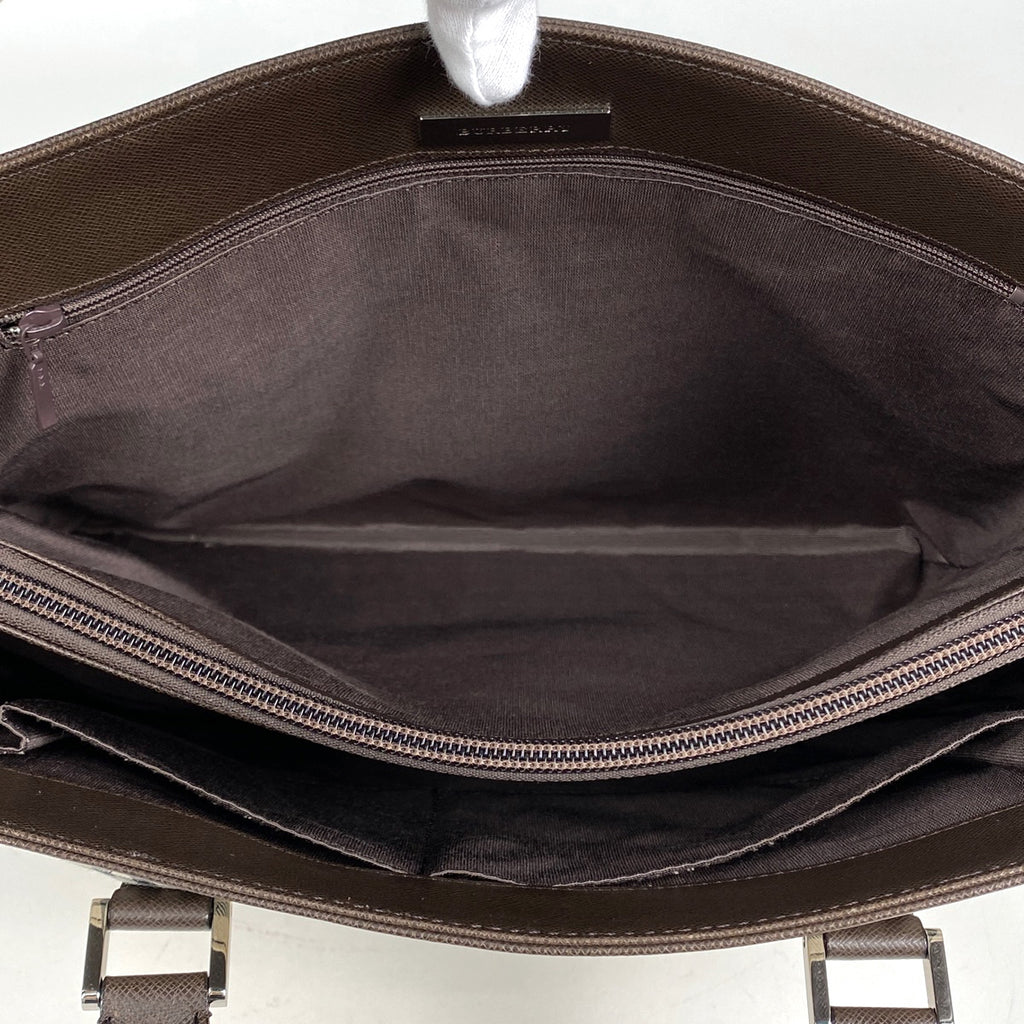 バーバリー チェック柄 トートバッグ ハンドバッグ トートバッグ キャンバス ベージュ ブラウン レディース 【中古】brbag