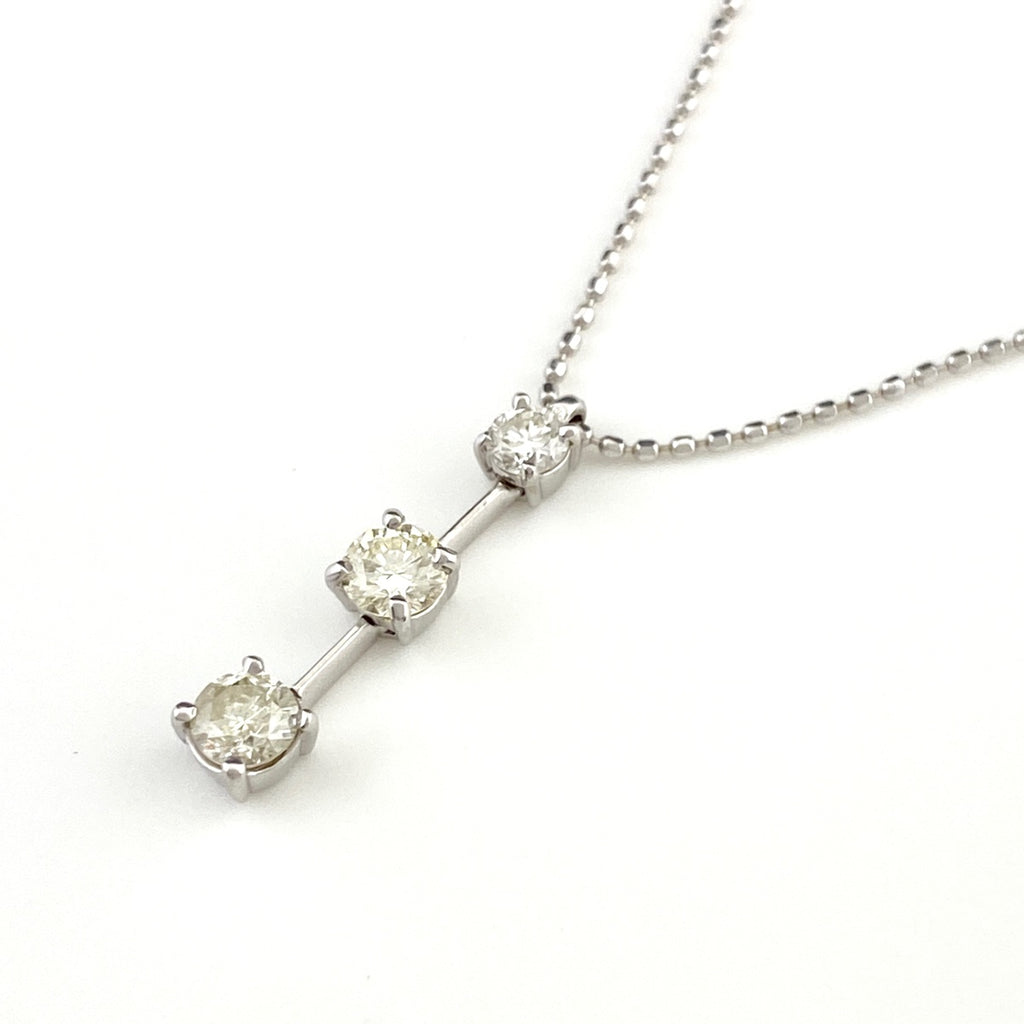 【在庫一掃】 メレダイヤ デザインネックレス WG ホワイトゴールド ペンダント ネックレス K18 WG ダイヤモンド レディース 【中古】 nbjwl