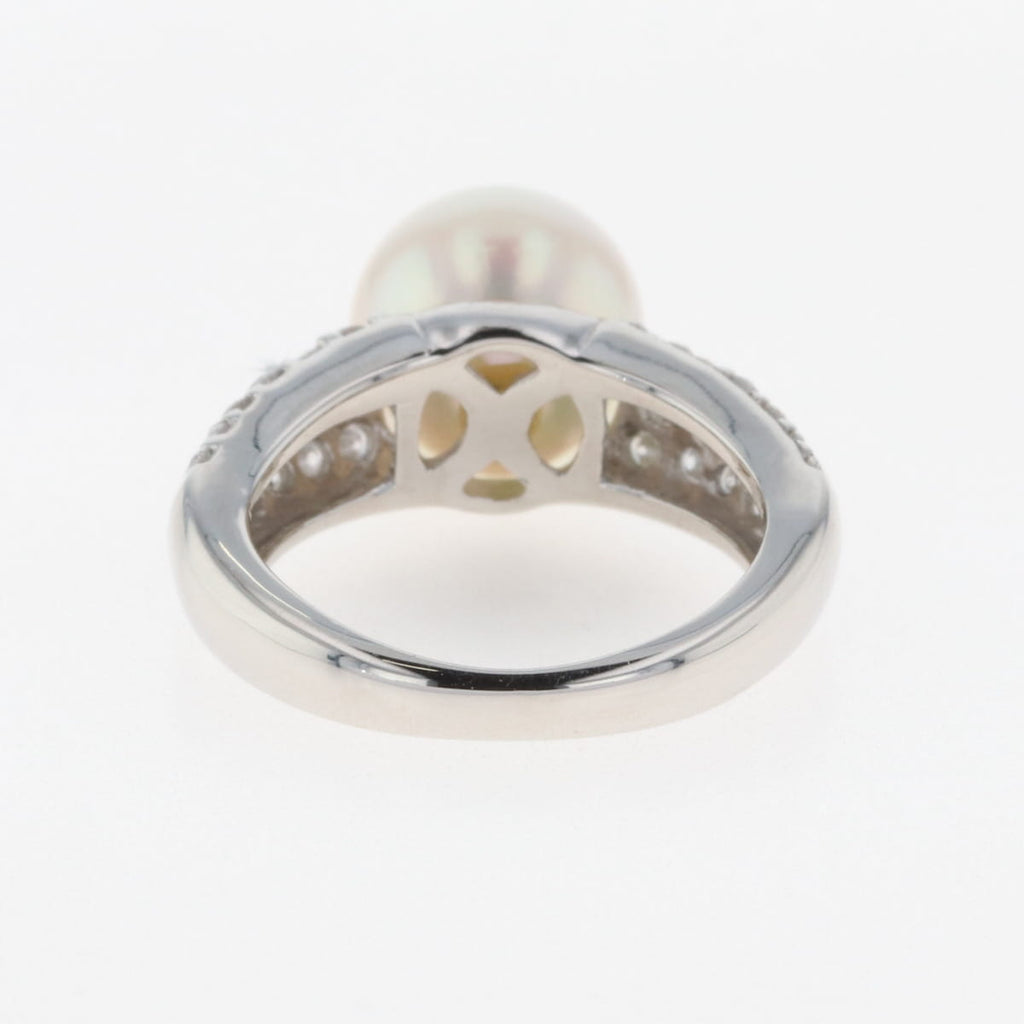 パール デザインリング プラチナ 指輪 メレダイヤ リング 7号 Pt900 パール ダイヤモンド レディース 【中古】 nbjwl