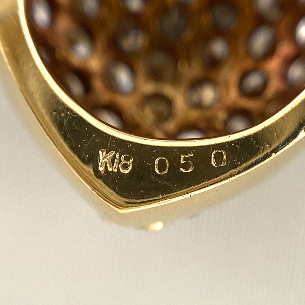 ハートモチーフ デザインネックレス YG イエローゴールド ペンダント メレダイヤ ネックレス K18 ダイヤモンド レディース 【中古】nbjwl