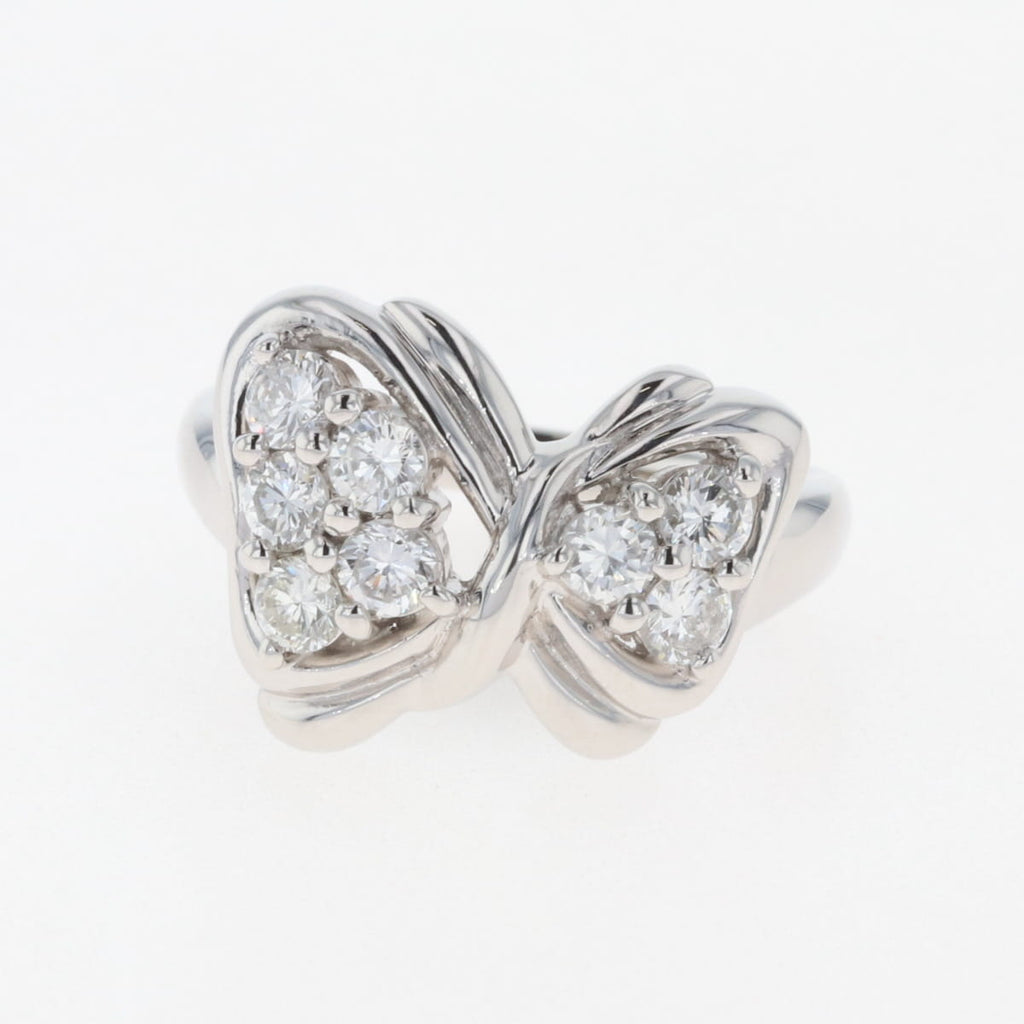 メレダイヤ デザインリング プラチナ 指輪 リボン リング 12号 Pt900 ダイヤモンド レディース 【中古】nbjwl