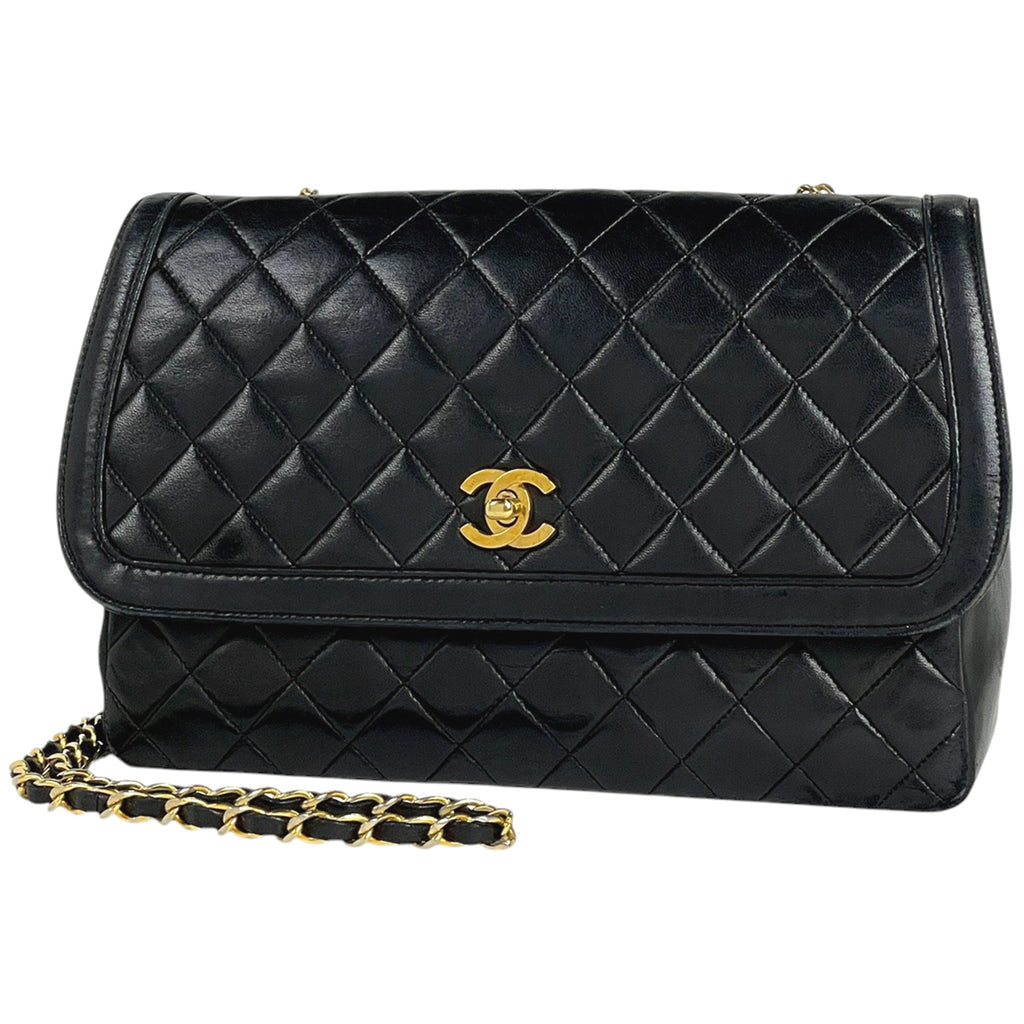 【在庫一掃】 シャネル ココマーク チェーン ショルダーバッグ マトラッセ レザー ブラック レディース 【中古】 brbag