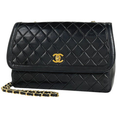 シャネル ココマーク チェーン ショルダーバッグ マトラッセ レザー ブラック レディース 【中古】