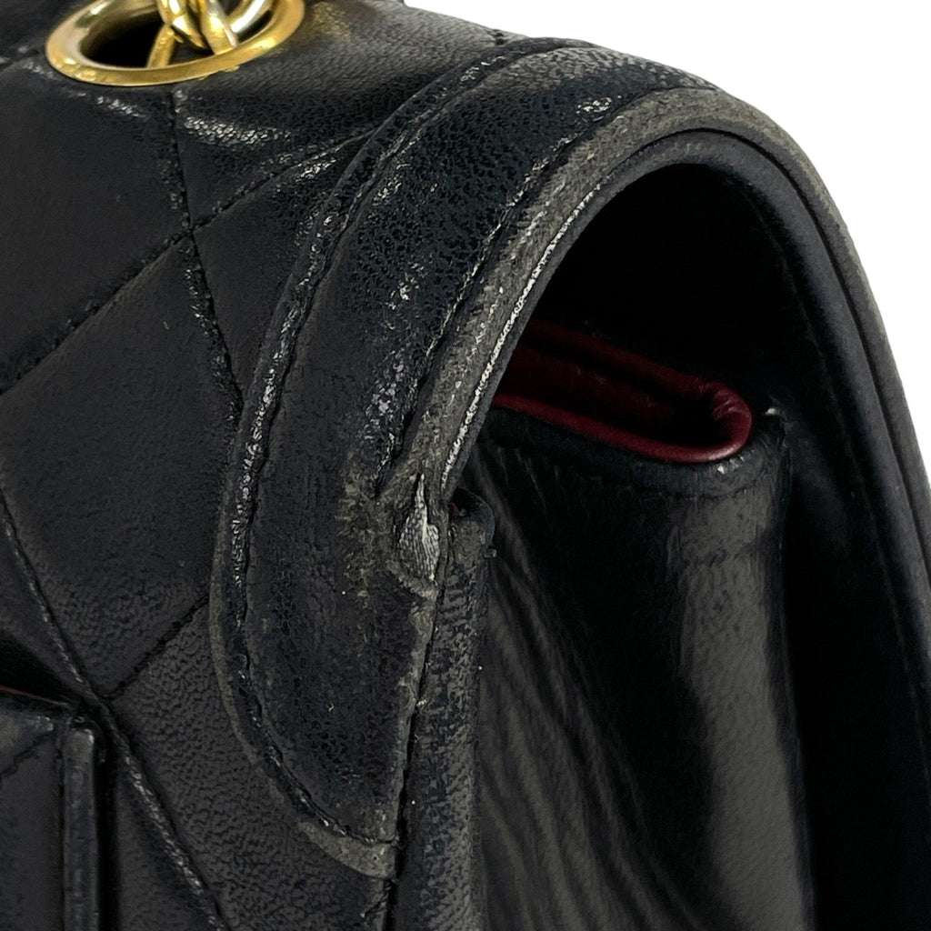 シャネル ココマーク チェーン ショルダーバッグ マトラッセ レザー ブラック レディース 【中古】