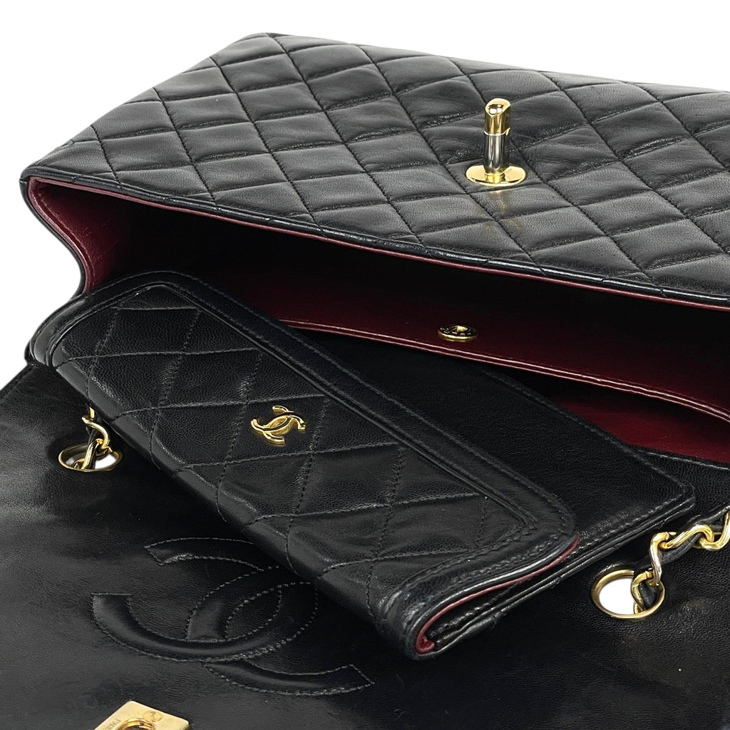 【在庫一掃】 シャネル ココマーク チェーン ショルダーバッグ マトラッセ レザー ブラック レディース 【中古】 brbag