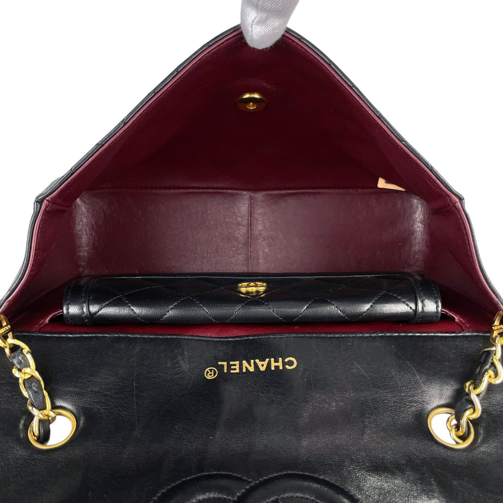 【在庫一掃】 シャネル ココマーク チェーン ショルダーバッグ マトラッセ レザー ブラック レディース 【中古】 brbag