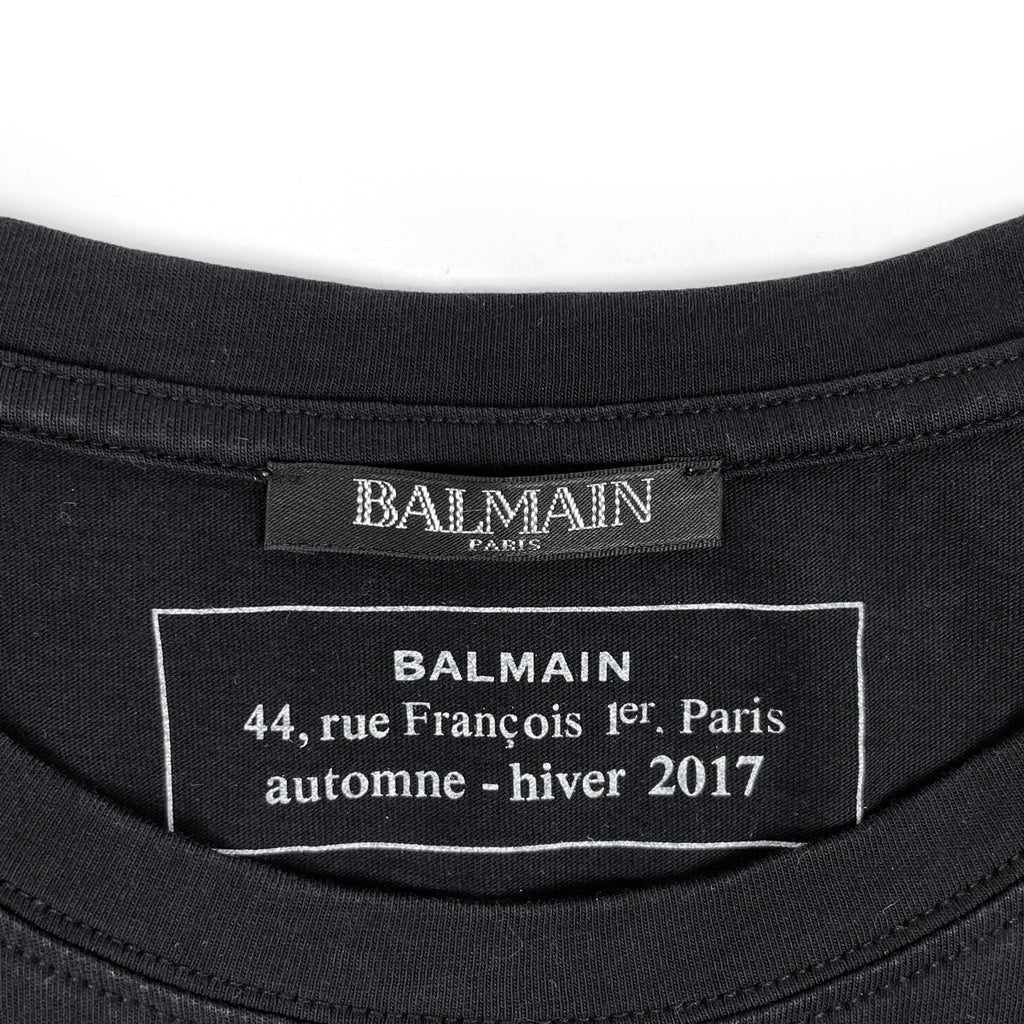 【最終値引き】 バルマン ロゴ 半袖 Tシャツ プリント ラウンドネック トップス 半袖Ｔシャツ コットン ブラック メンズ 【中古】 brapp