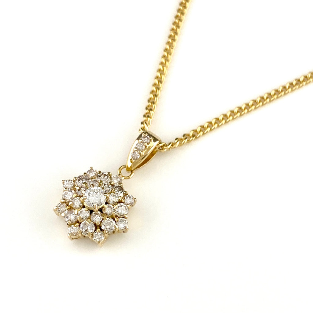 メレダイヤ デザインネックレス YG イエローゴールド ペンダント ネックレス K18 ダイヤモンド レディース 【中古】 
 ラッピング可