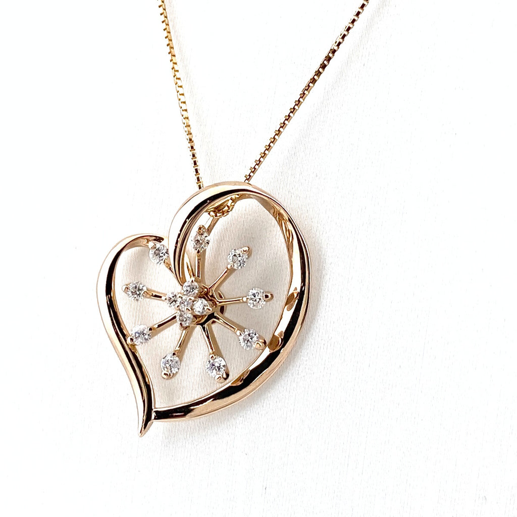 メレダイヤ デザインネックレス PG ピンクゴールド ペンダント ネックレス K18 ダイヤモンド レディース 【中古】nbjwl